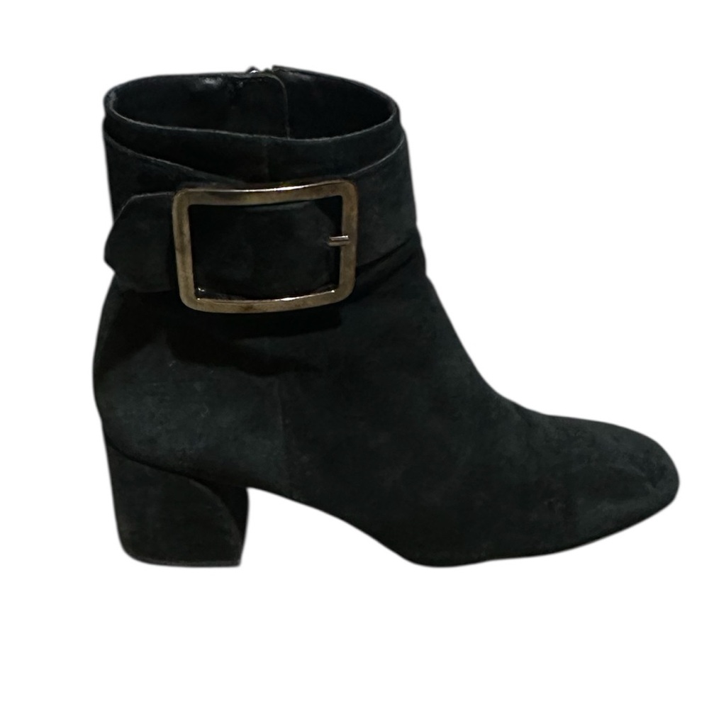 Pedro Anton Suede Ankle Boots Silver Tone Side Buckle | Black | Women’s Size 7.5